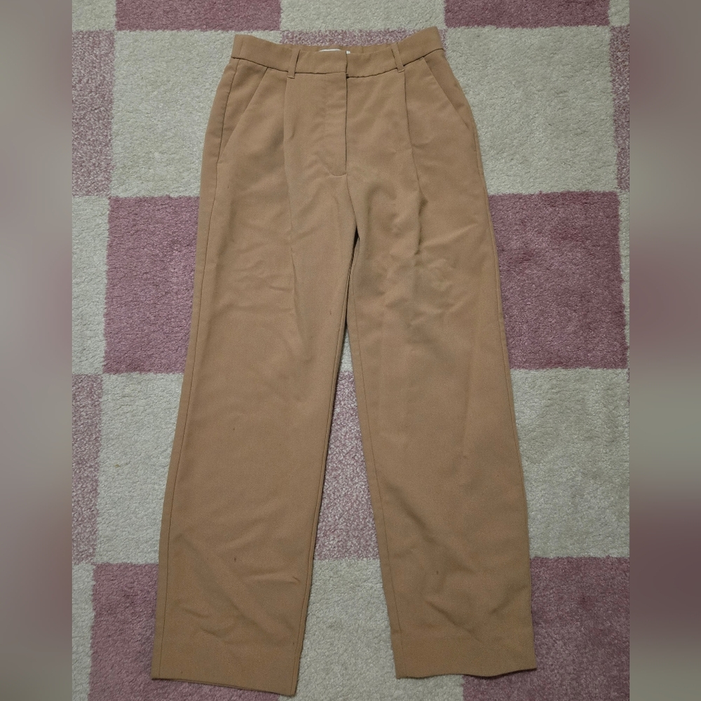Abercrombie & Fitch Tan High Rise Sloane Tailored Wide Leg Pant 26 short, 26s